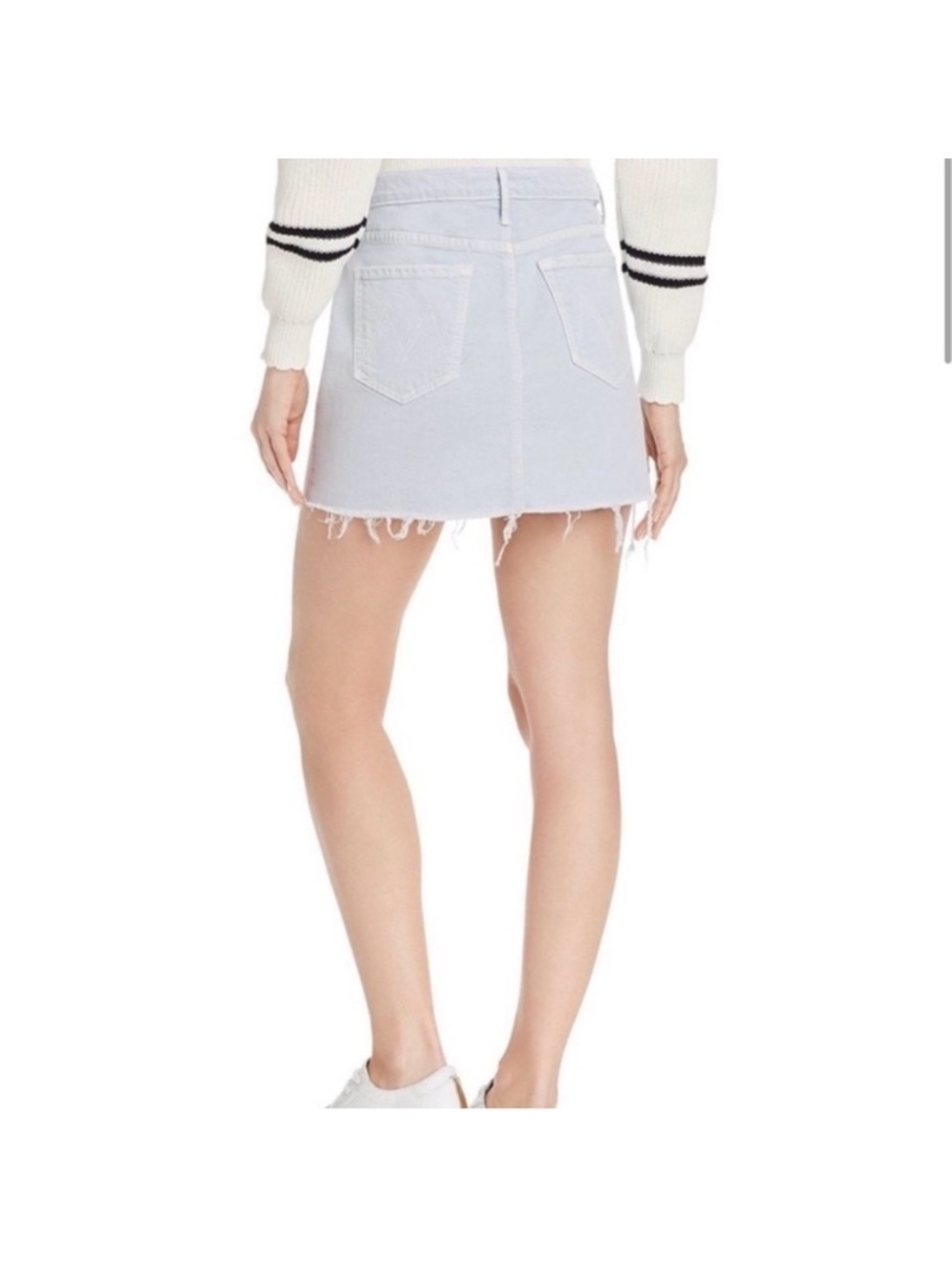 MOTHER Vagabond Denim Mini Skirt Frayed Hem Light Wash Size 25 - Picture 2 of 9